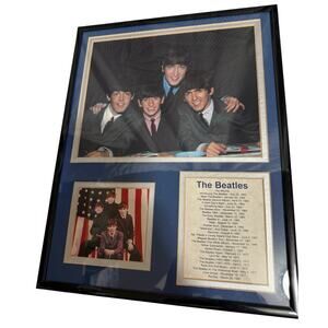 The Beatles Photos & Discography Plaque Matted Framed - Front Row Collectibles